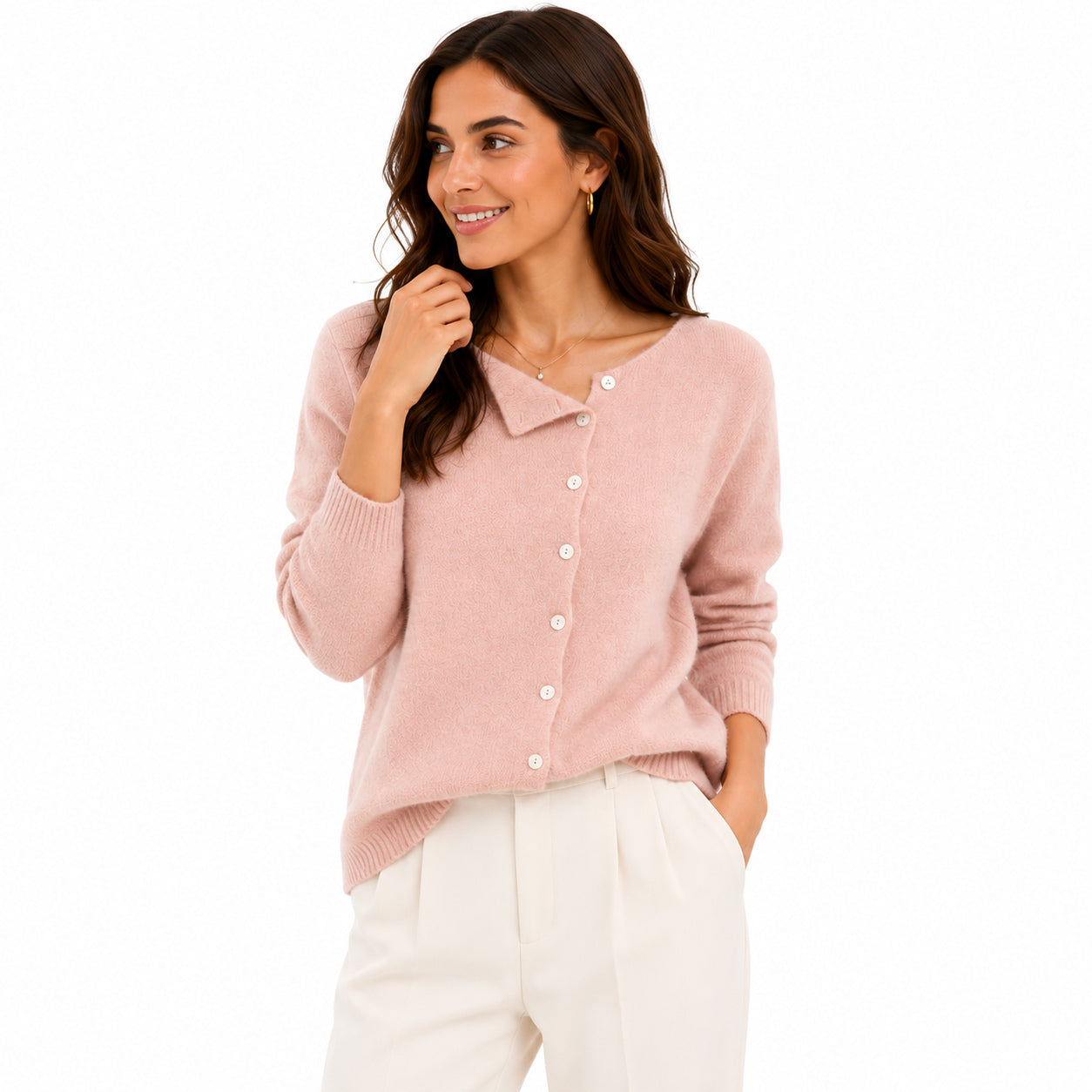 Soft Knit Cardigan with Scoop Neckline