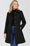 Women's A-Line Midi Coat in Black