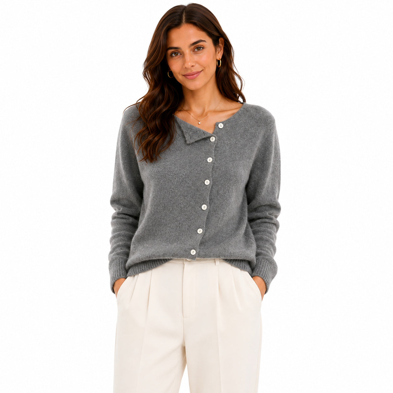 Soft Knit Cardigan with Scoop Neckline