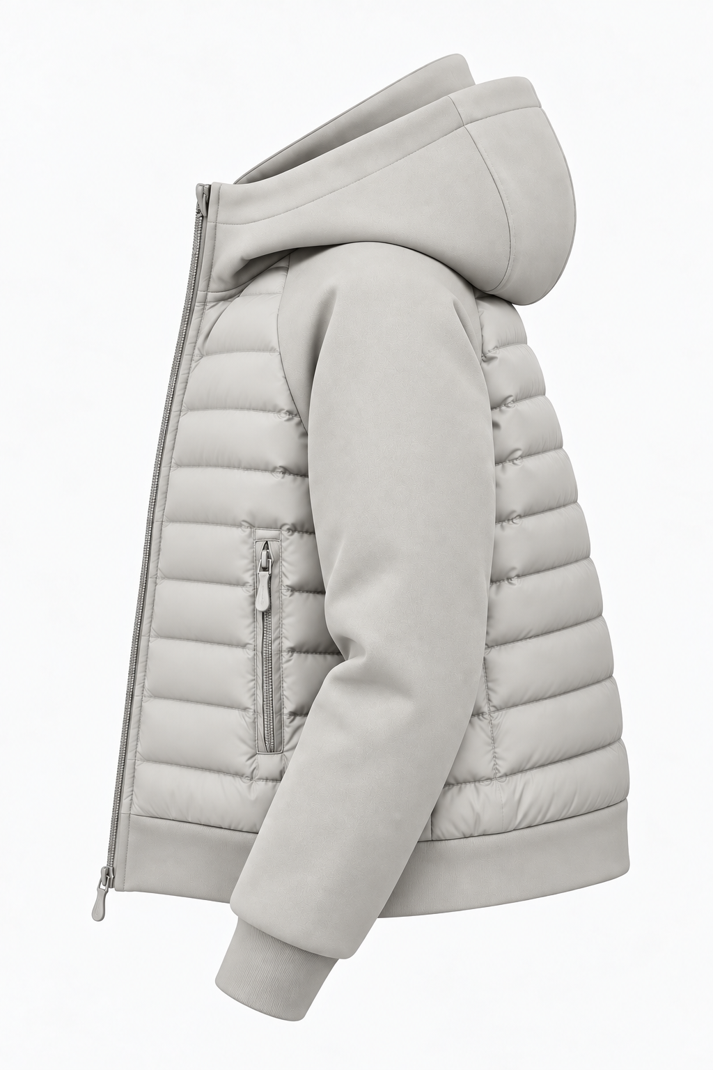 Men's Hooded Quilted Jacket in Grey - side product photo