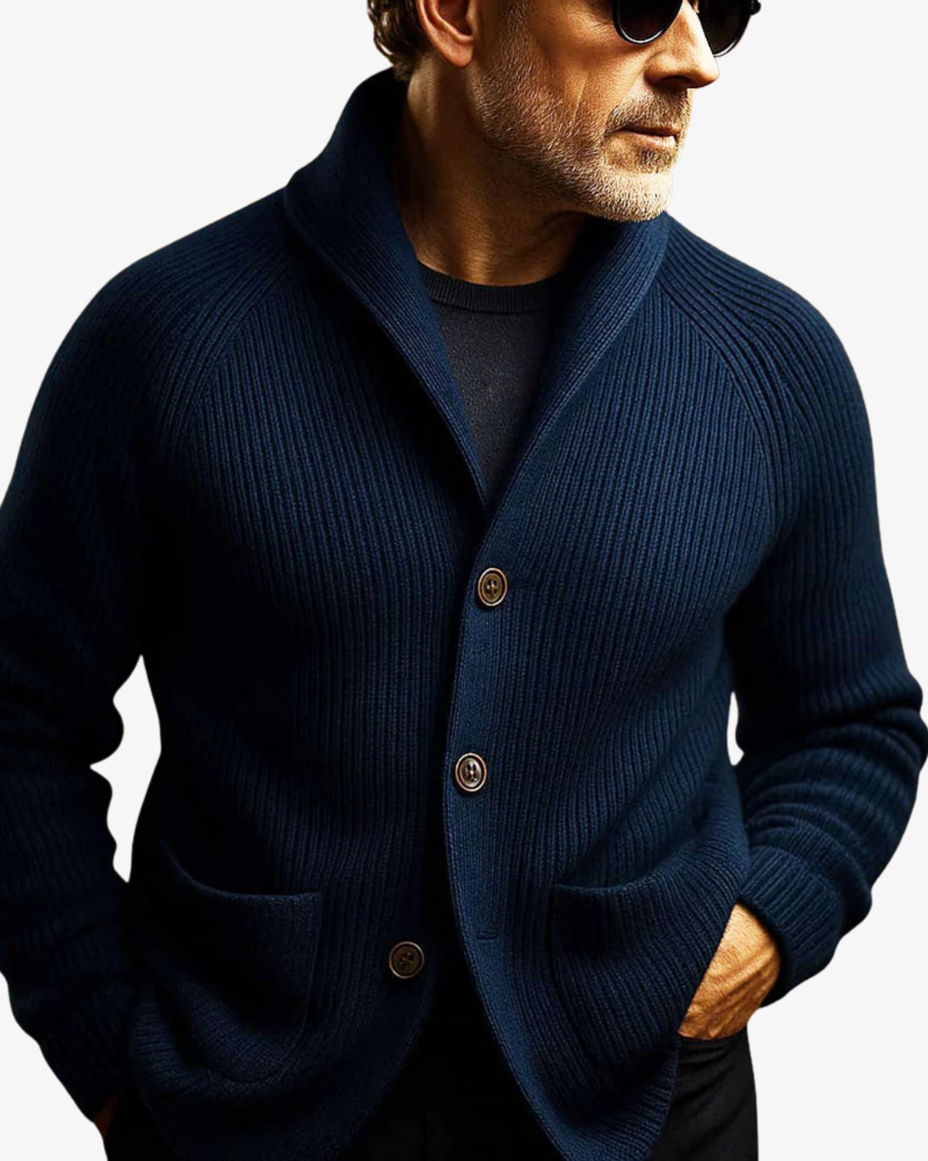 Men's Tailored Button-Front Knit Cardigan