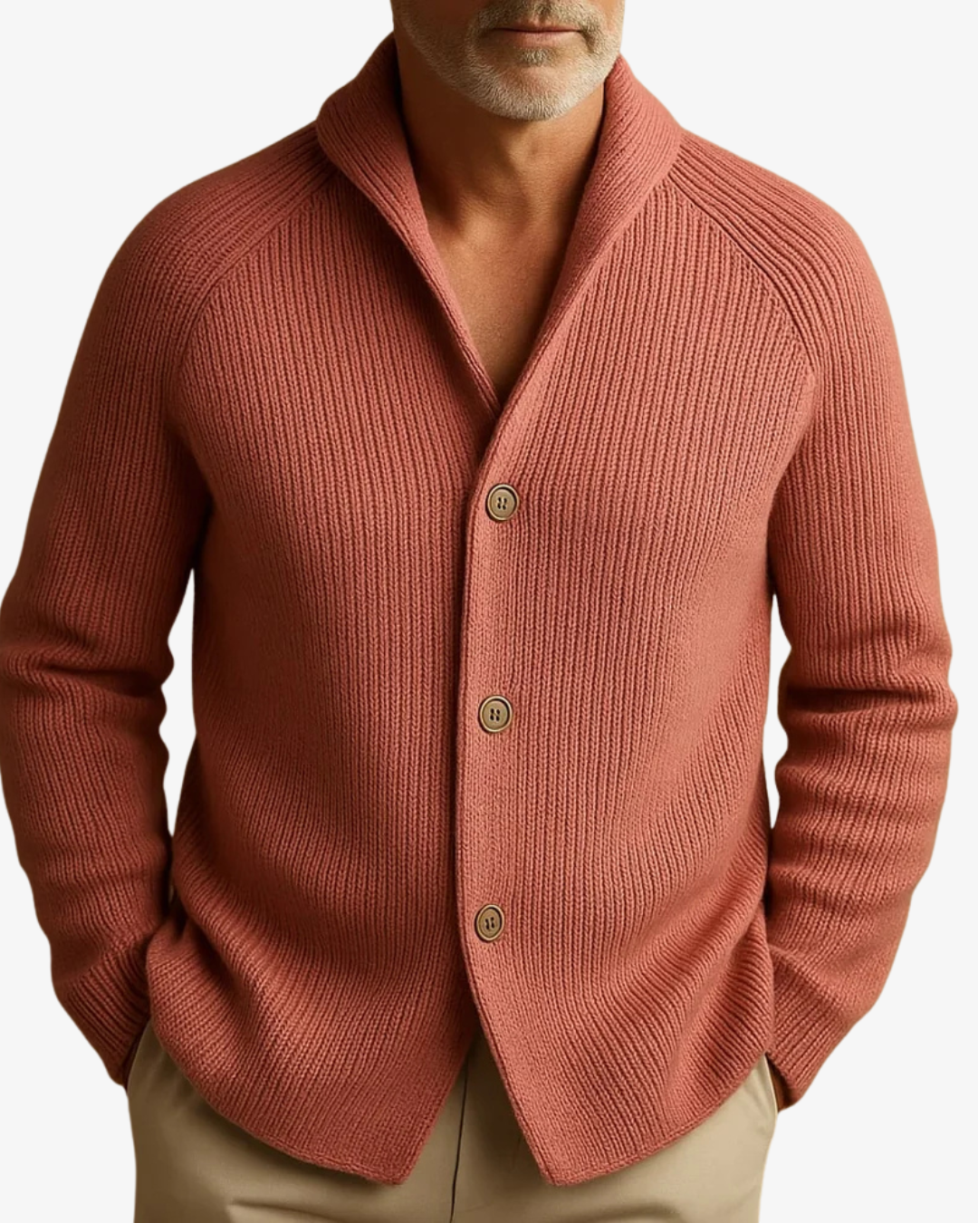 Men's Tailored Button-Front Knit Cardigan
