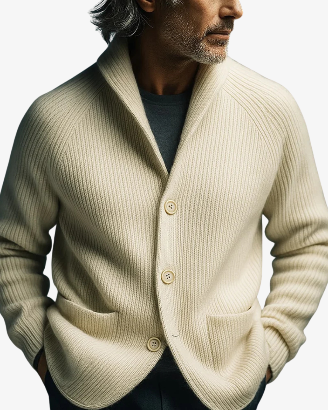 Men's Tailored Button-Front Knit Cardigan