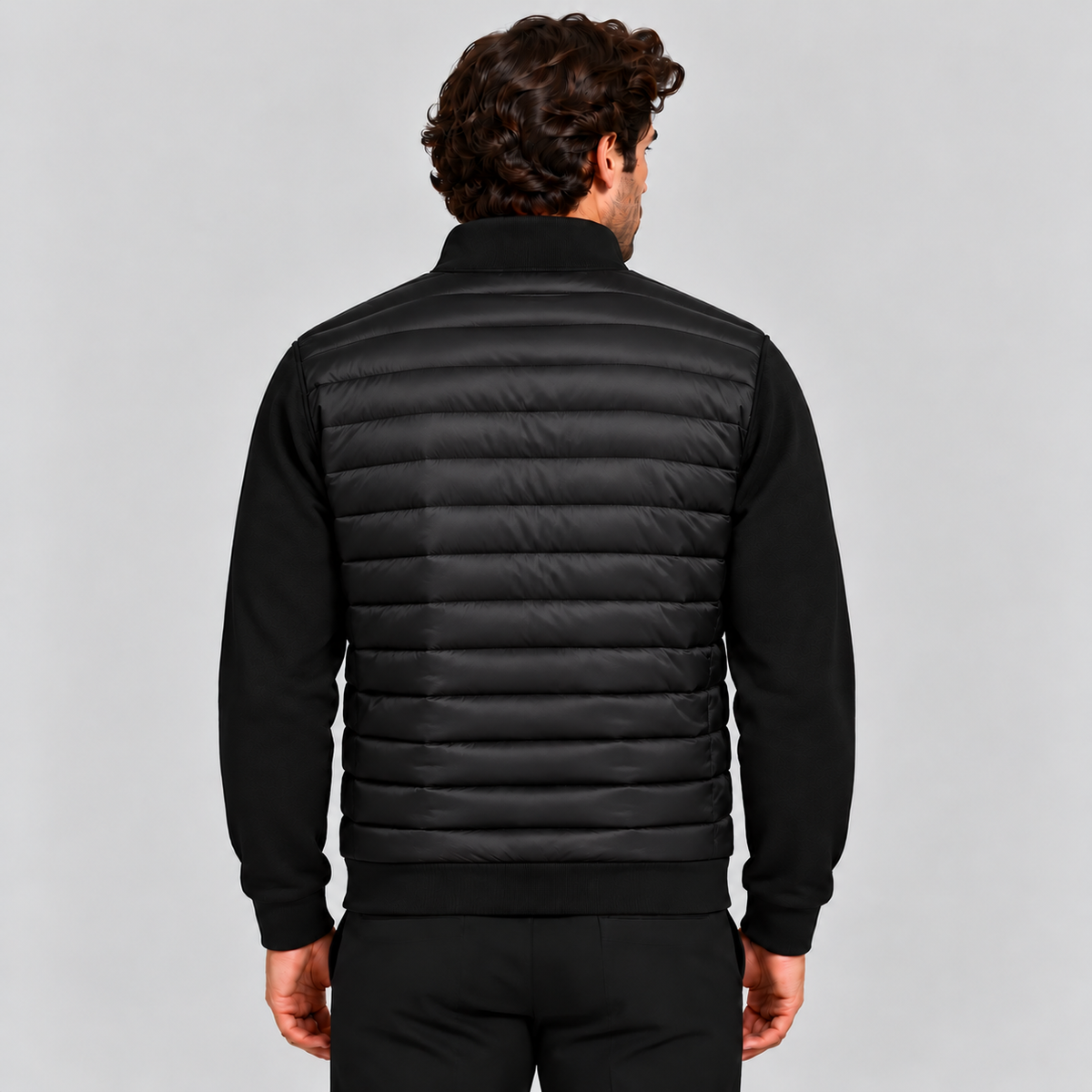 Men's Hybrid Quilted Jacket with Knitted Sleeves
