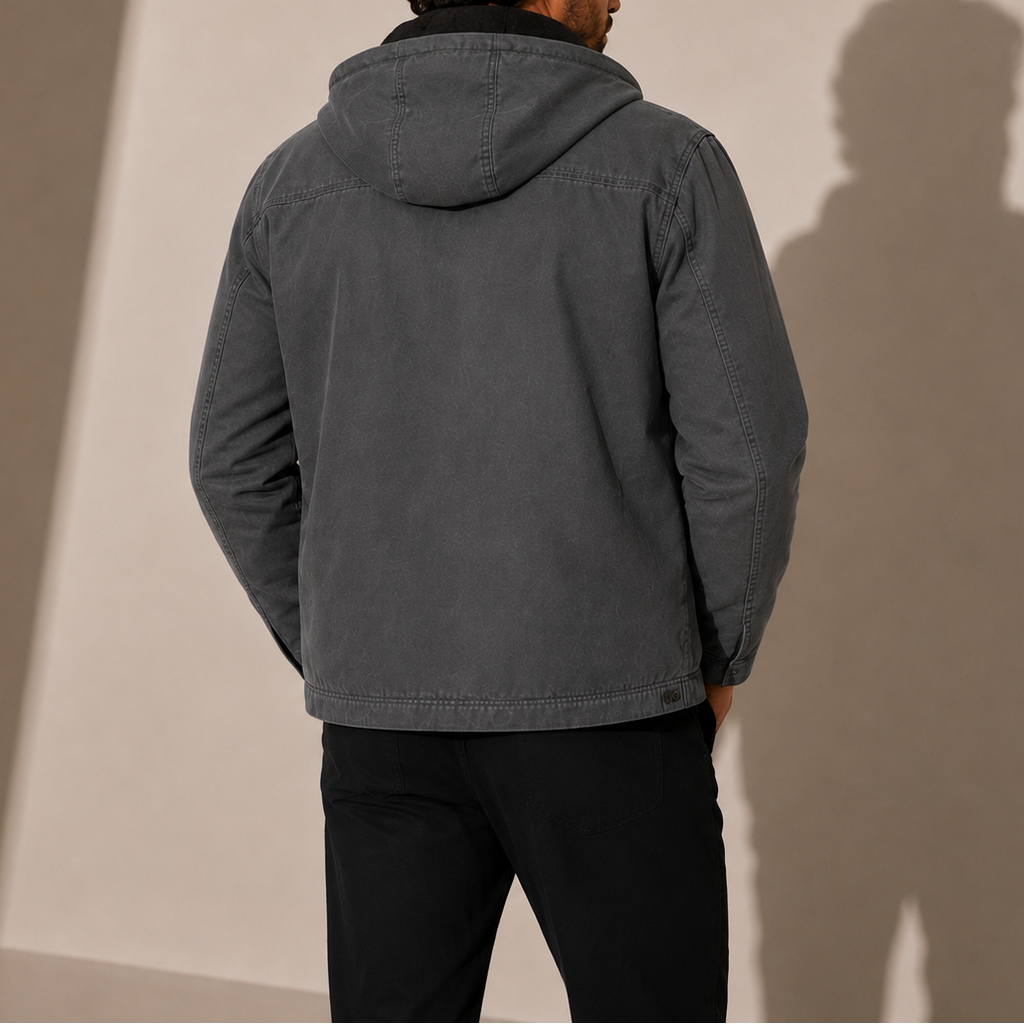 Men's Fleece-Lined Hooded Zip-Up Jacket