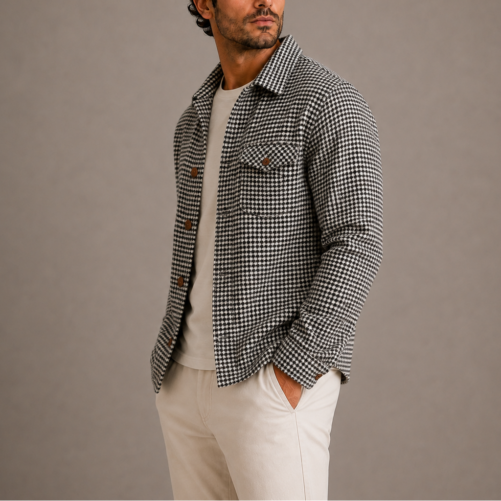 Men's Houndstooth Shirt Jacket