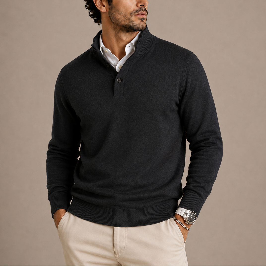Men's Classic Long-Sleeve Knit Polo Sweater
