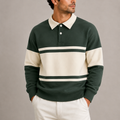 Men's Retro Colour-Block Long-Sleeve Polo Sweatshirt