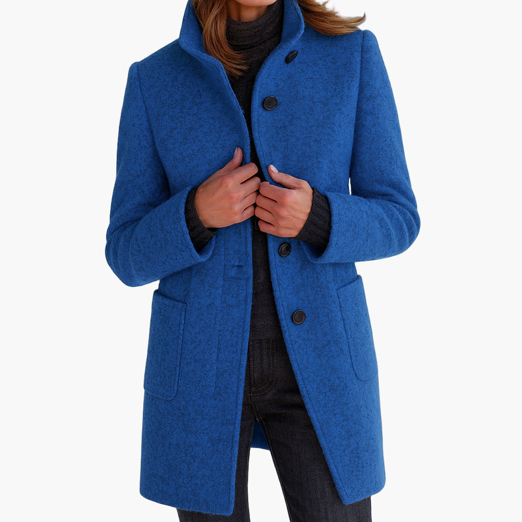 Women's Classic Straight Coat with Stand Collar