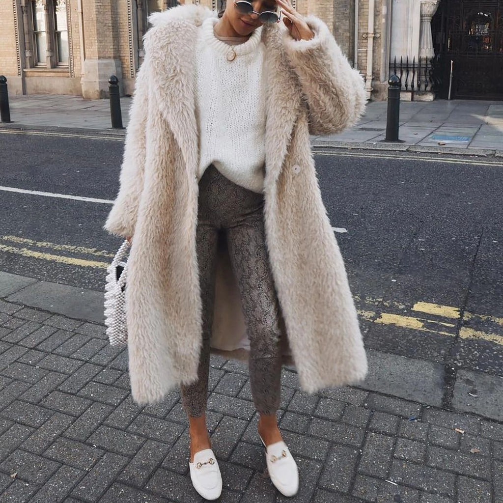 Women's Long Faux Fur Teddy Coat