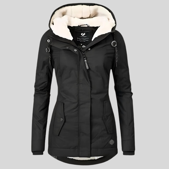 Women's Long Hooded Winter Coat with Faux Fur Lining
