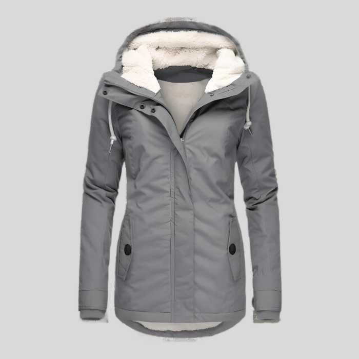 Women's Long Hooded Winter Coat with Faux Fur Lining