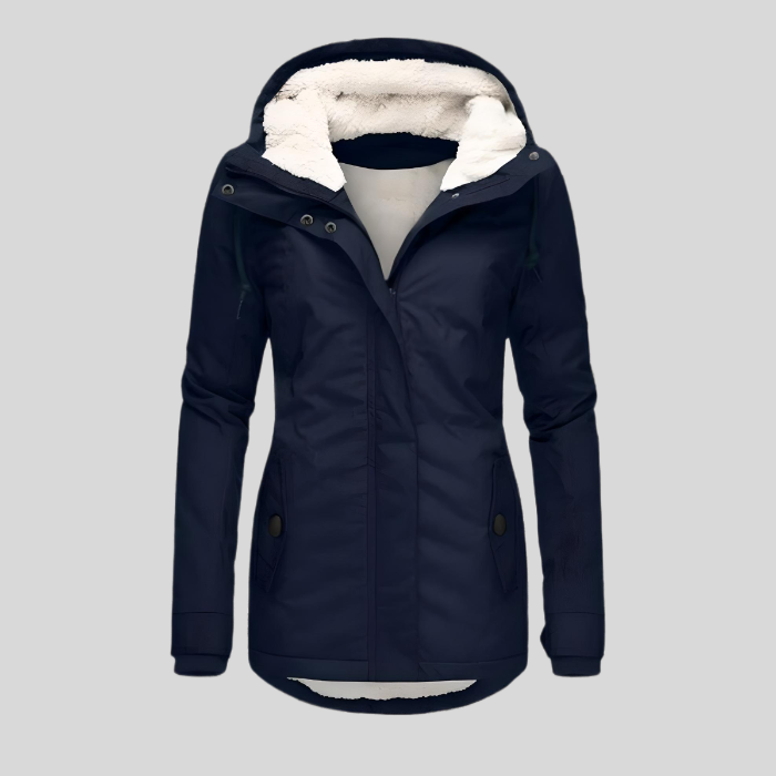 Women's Long Hooded Winter Coat with Faux Fur Lining