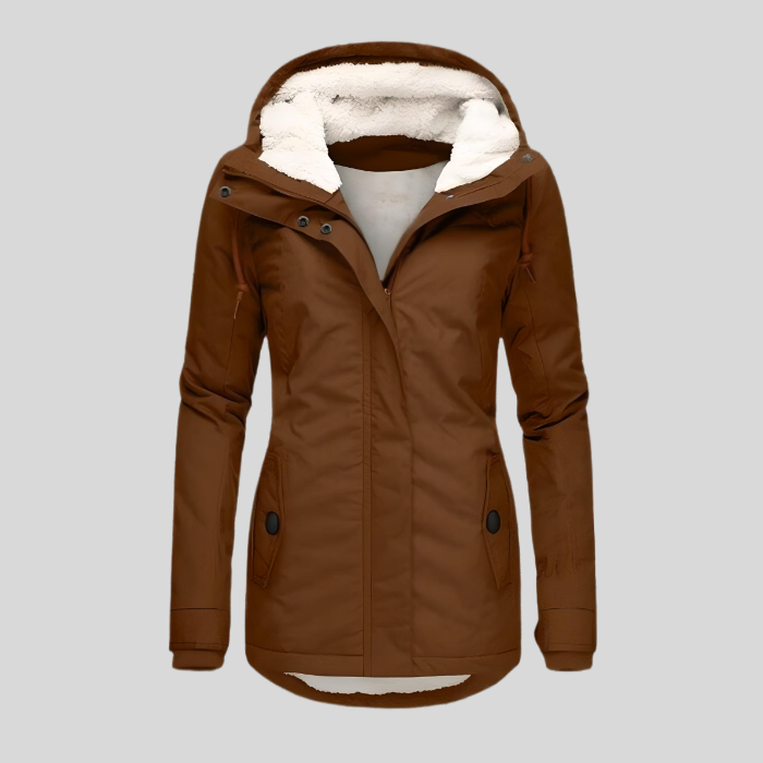 Women's Long Hooded Winter Coat with Faux Fur Lining