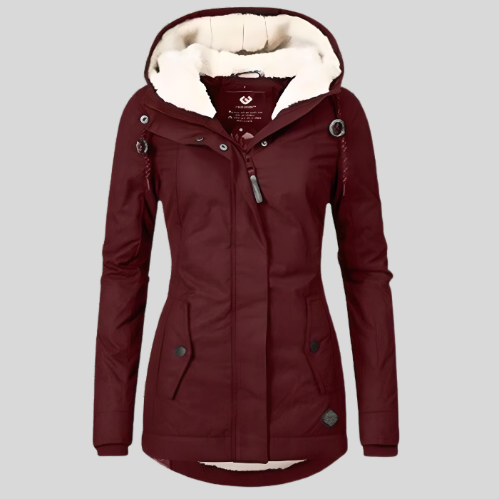 Women's Long Hooded Winter Coat with Faux Fur Lining