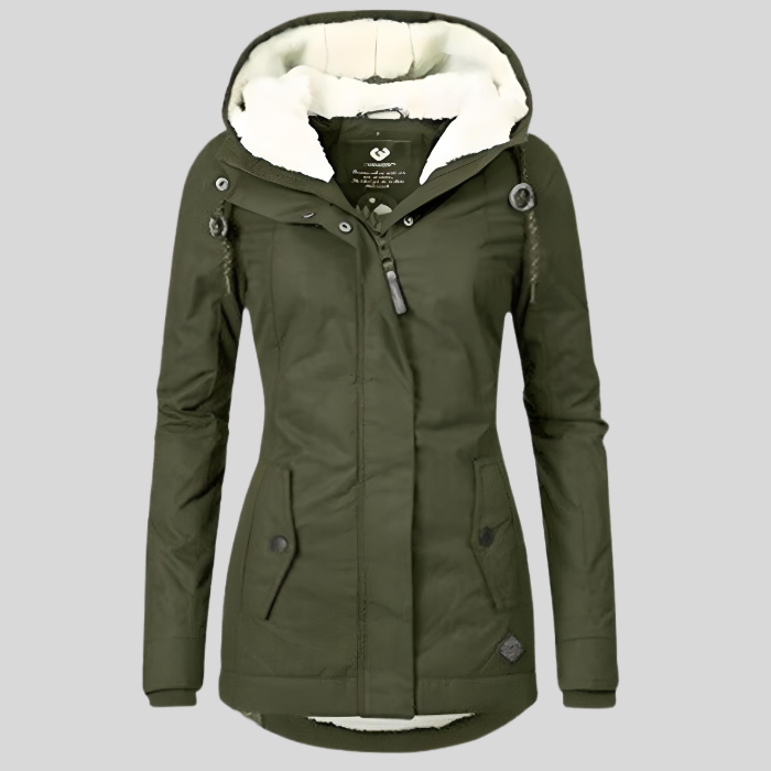Women's Long Hooded Winter Coat with Faux Fur Lining