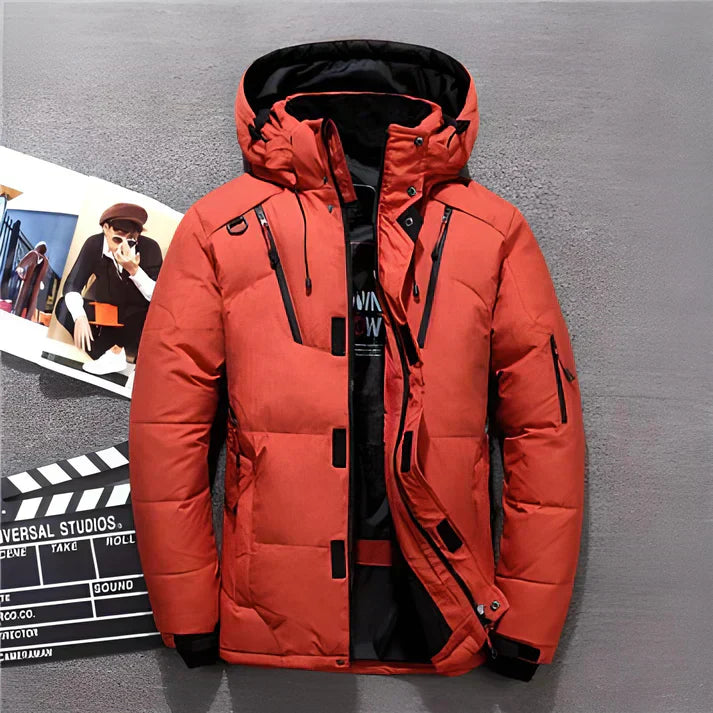 Men's Insulated Waterproof Winter Jacket with Detachable Hood