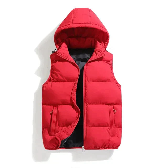 Men's Padded Bodywarmer with Hood - Red