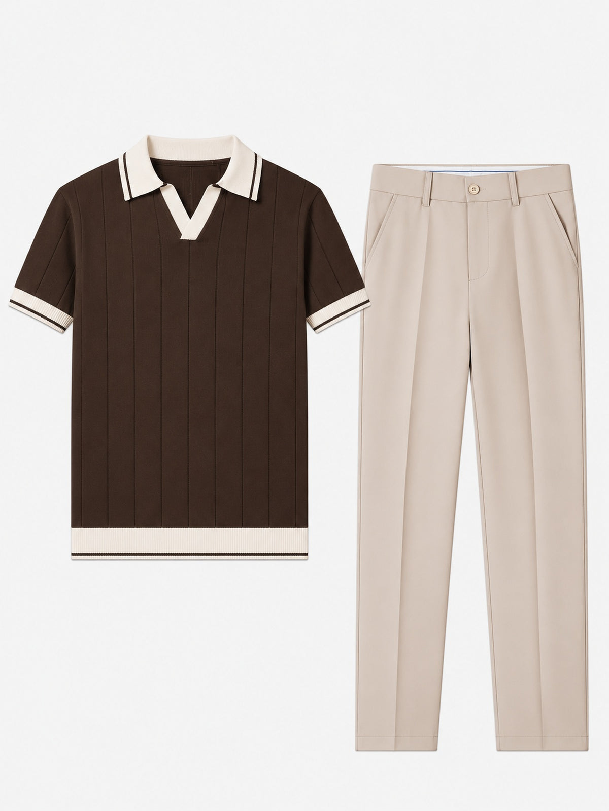 Men’s Smart Casual Knit Polo & Tapered Trousers Set