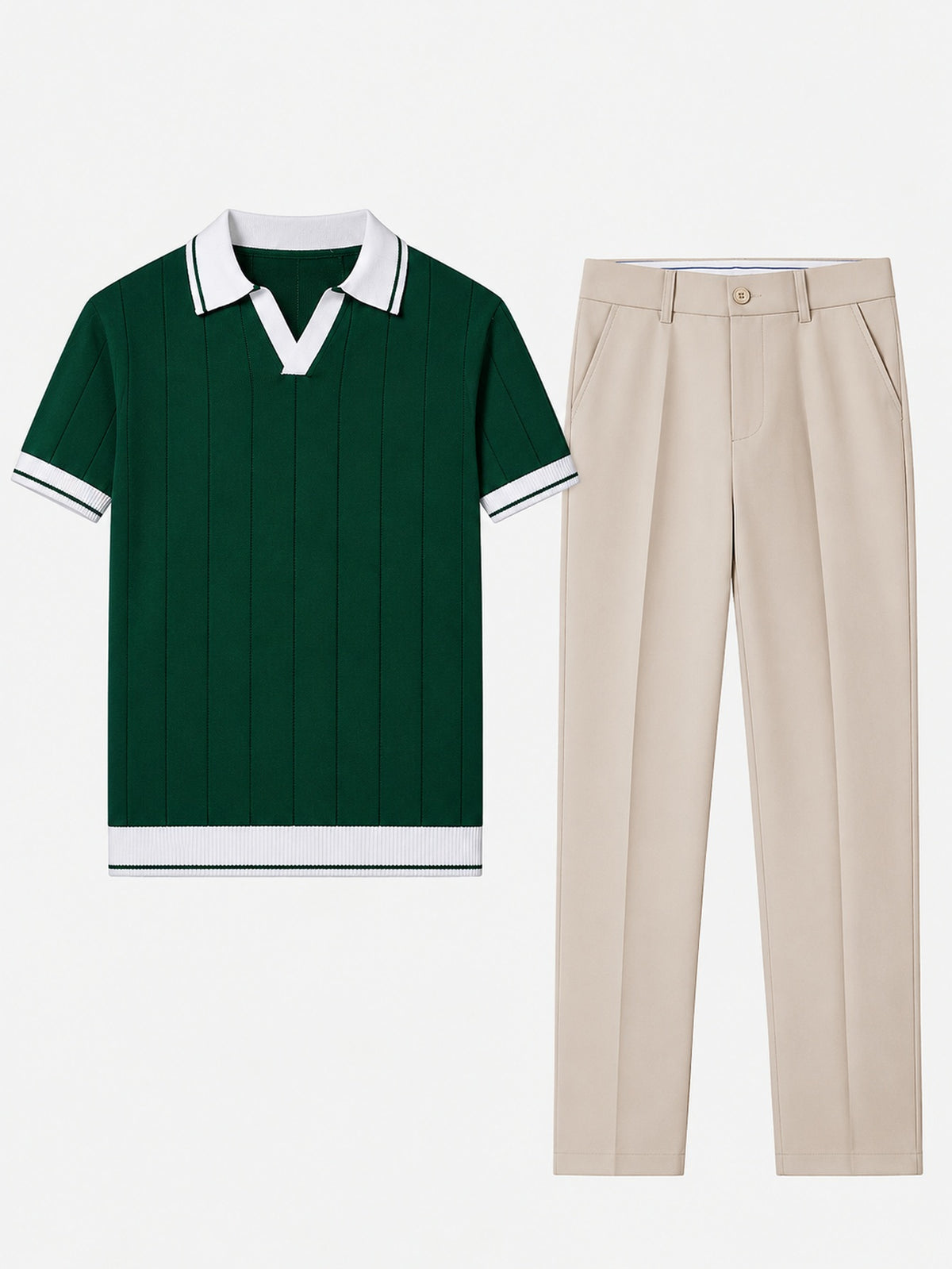 Men’s Smart Casual Knit Polo & Tapered Trousers Set