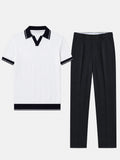 Men’s Smart Casual Knit Polo & Tapered Trousers Set