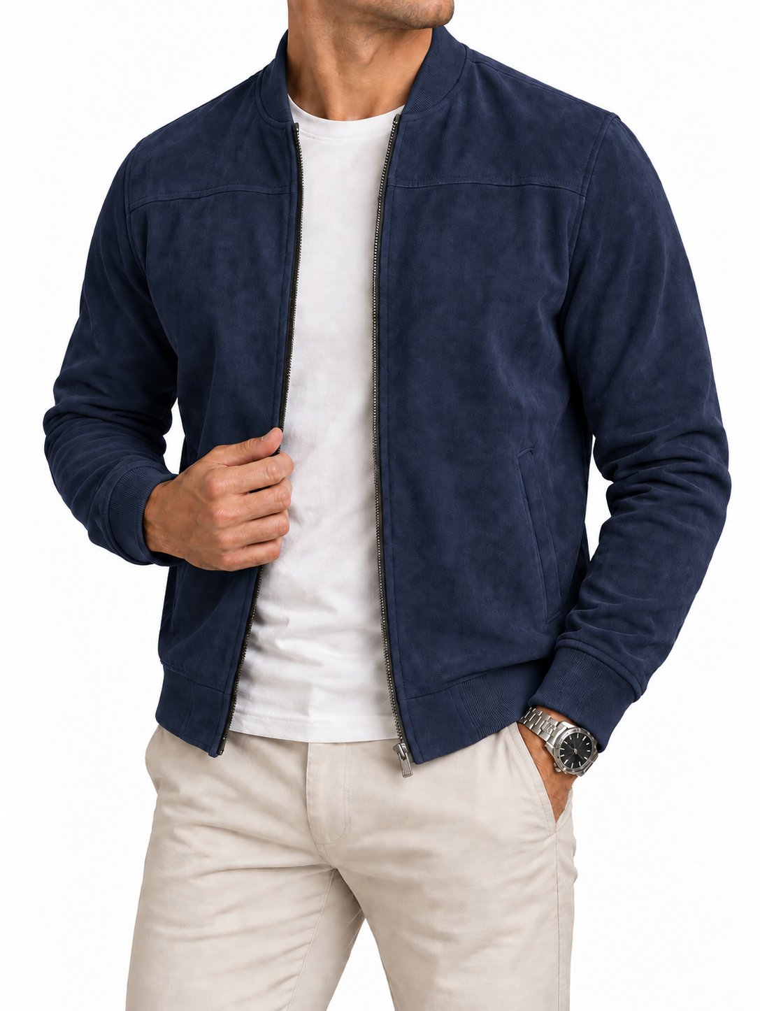 Men’s Lightweight Suede Bomber Jacket – Versatile Smart-Casual Outerwear for Every Season
