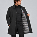 Men's Down-Lined Quilted Mac Coat – Warm Padded Winter Trench, Mid-Length