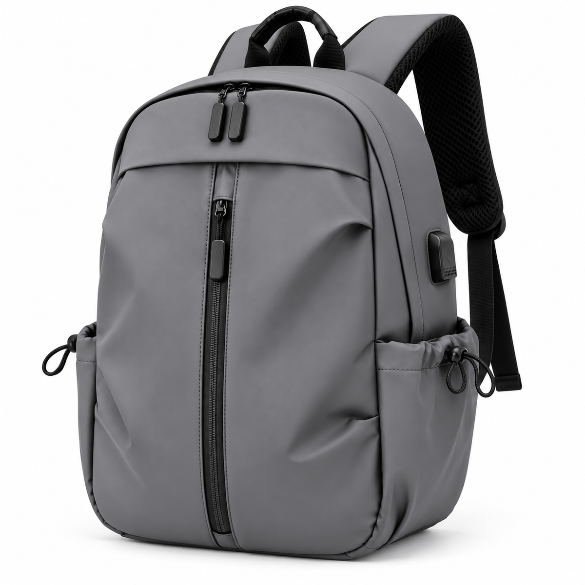 Men's minimalist backpack in grey, front view