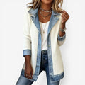 Women's Layered-Collar Knit & Denim-Look Jacket