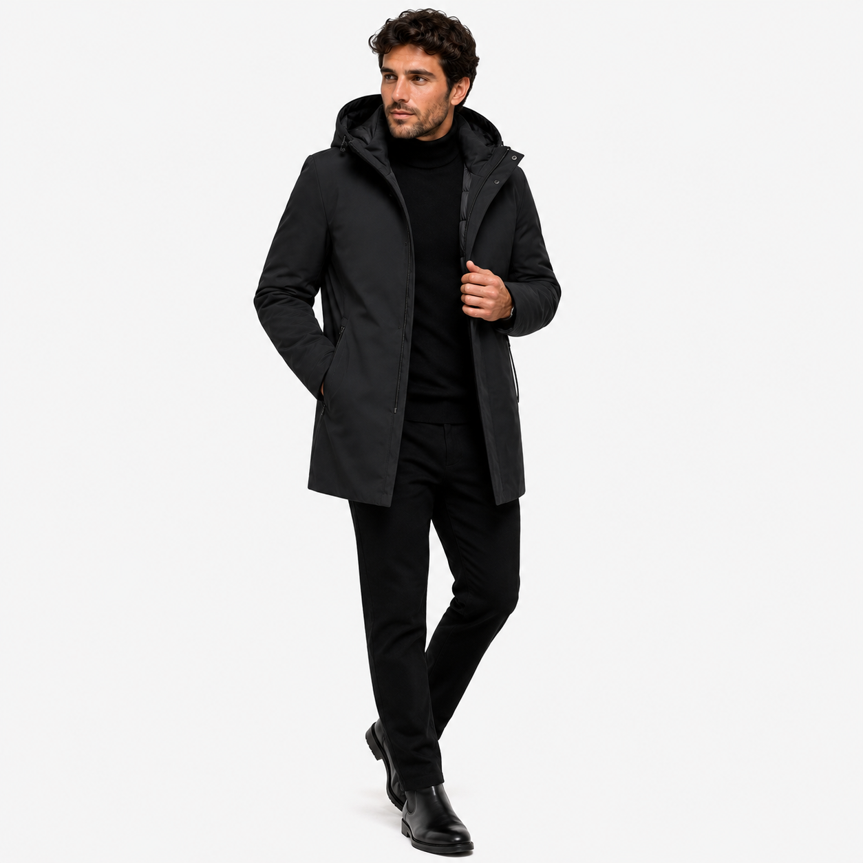 Men's Elegant Warm Winter Jacket with Hood