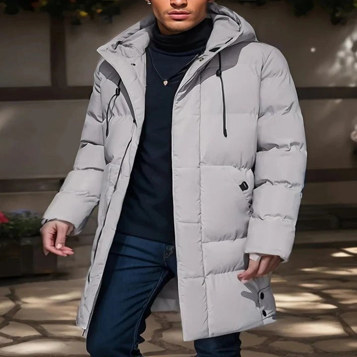 Men's Waterproof Long Winter Jacket with Hood
