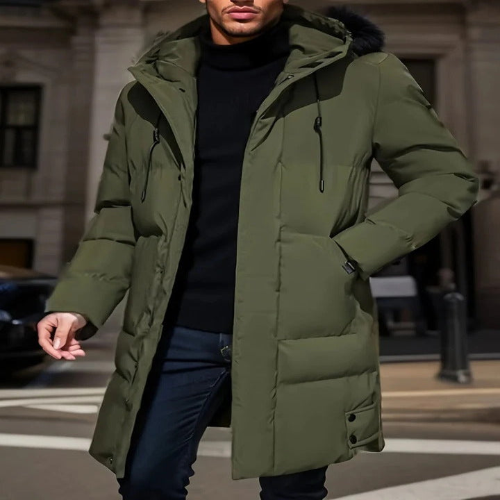 Men's Waterproof Long Winter Jacket with Hood