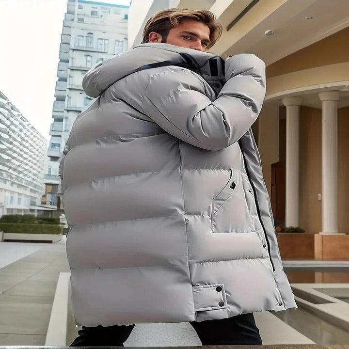 Men's Waterproof Long Winter Jacket with Hood