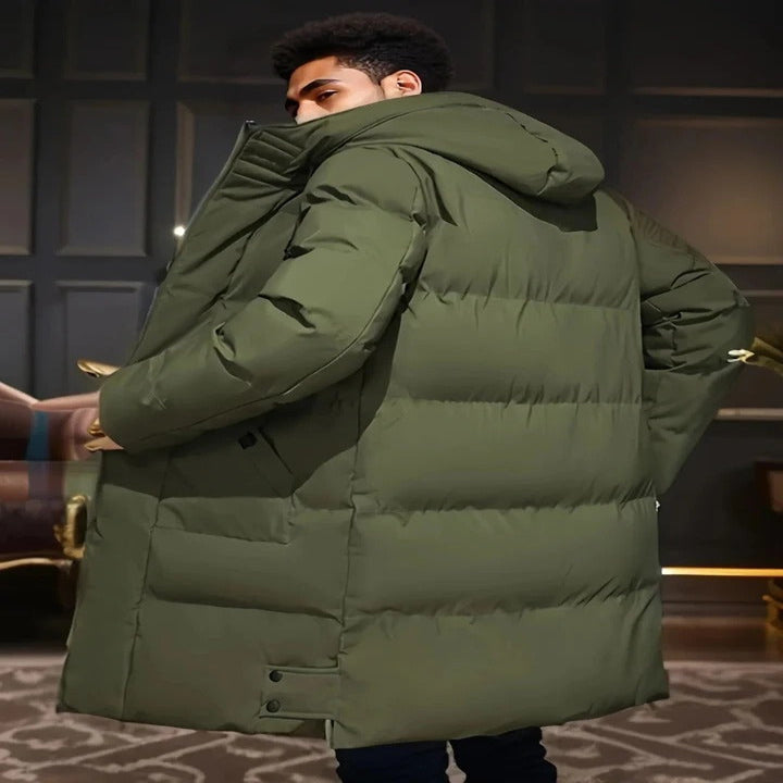 Men's Waterproof Long Winter Jacket with Hood