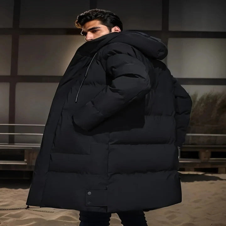 Men's Waterproof Long Winter Jacket with Hood