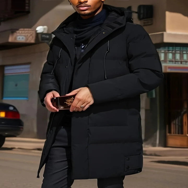 Men's Waterproof Long Winter Jacket with Hood