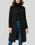 Women's Single-Breasted Fit and Flare Winter Coat - Black