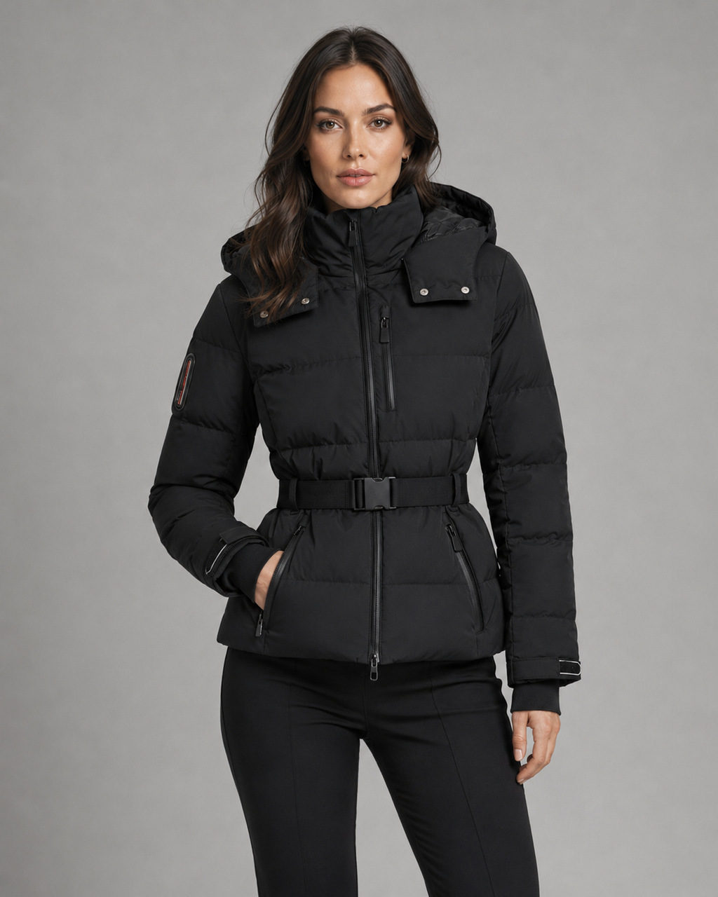 Women's Hooded Belted Puffer Jacket