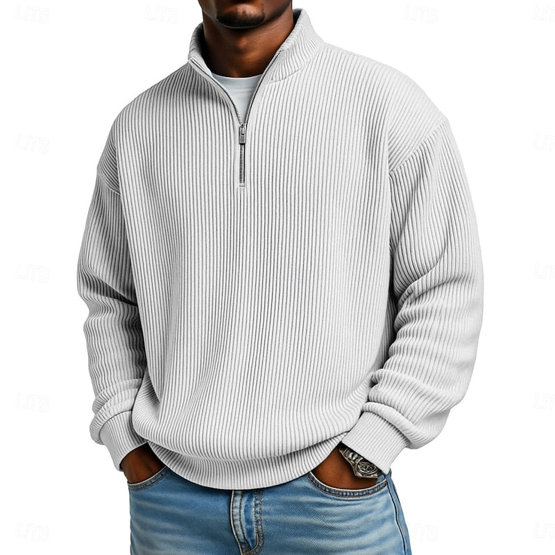 Men's Ribbed Quarter-Zip Pullover