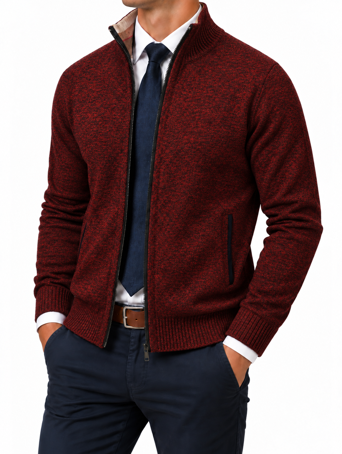 Men’s Classic Zip-Up Cardigan Sweater – Timeless Knit Jacket for Effortless Smart-Casual Style