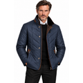 Men's Quilted Zip-Up Jacket with Stand Collar