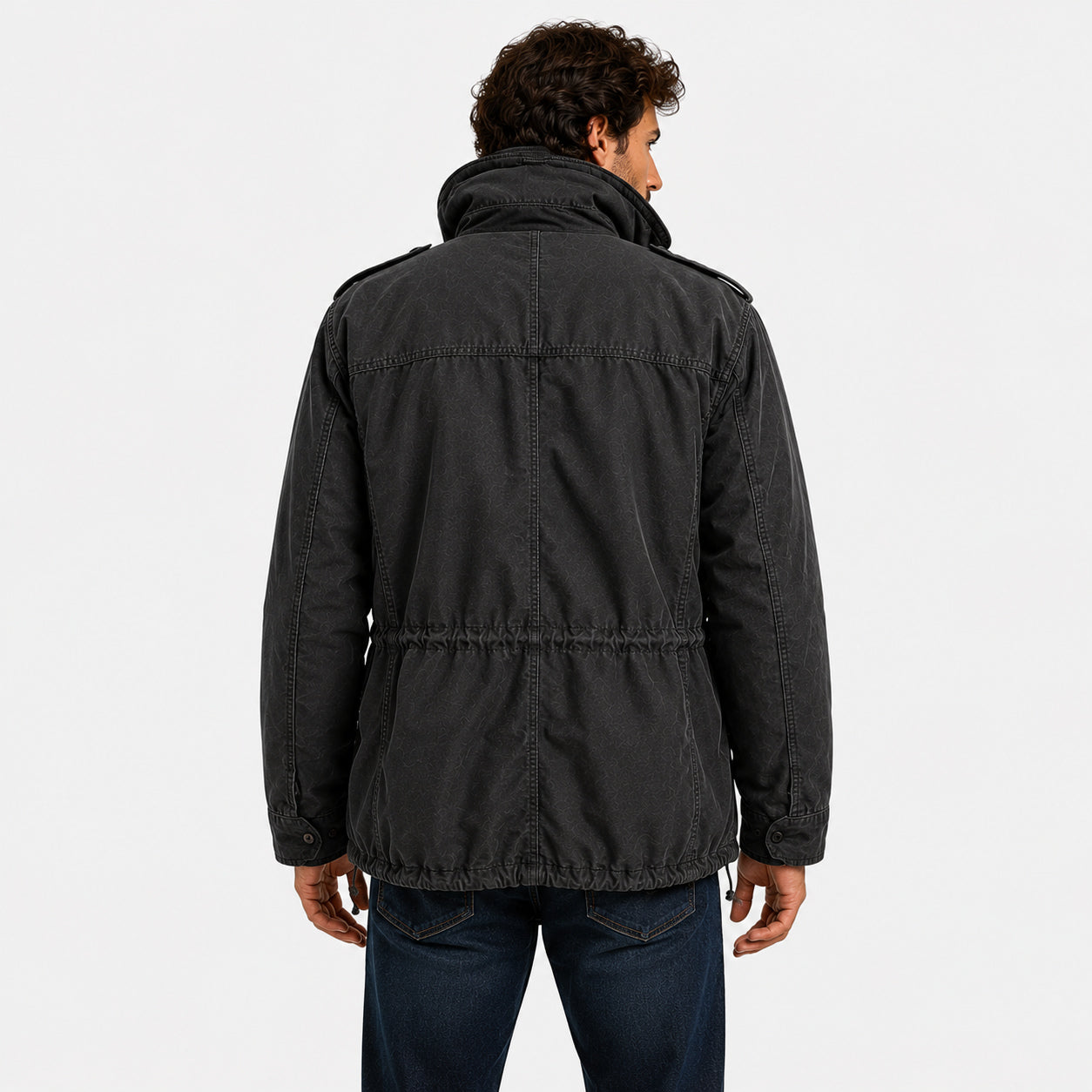 Men's Vintage Military Jacket with Hidden Hood
