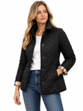 Women’s Quilted Mid-Season Jacket Button Front Lightweight Coat