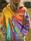 Women's Patchwork Sun Print Hoodie