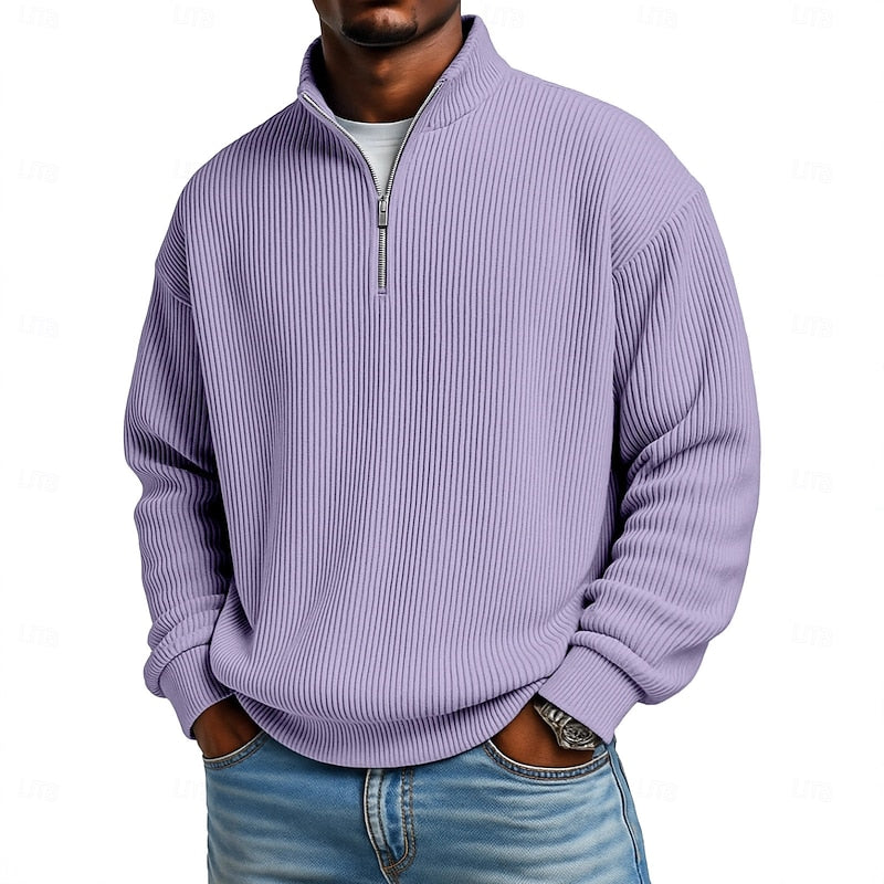Men's Ribbed Quarter-Zip Pullover