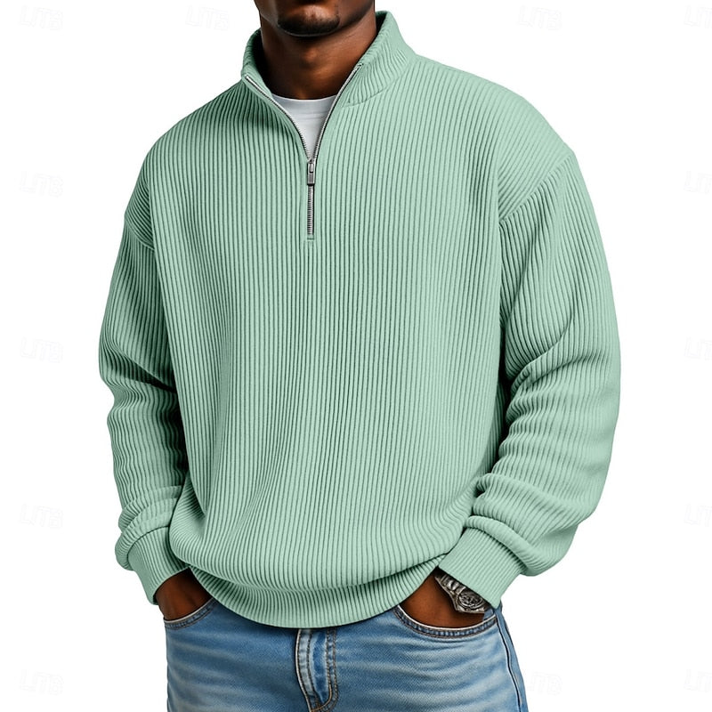 Men's Ribbed Quarter-Zip Pullover