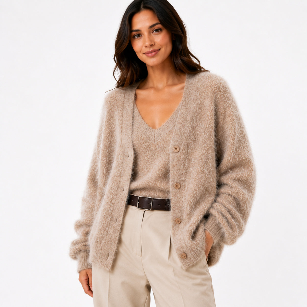 Women's Fluffy Knit Cardigan