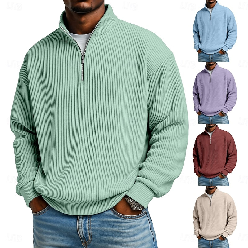 Men's Ribbed Quarter-Zip Pullover